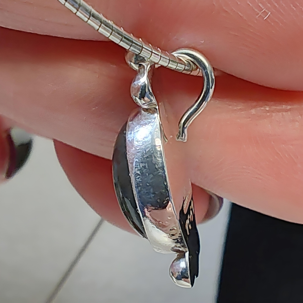 CARSI Taxco Sterling Silver Pebbled Oval Black Onyx Pendant Necklace 16" - Picture 9 of 13